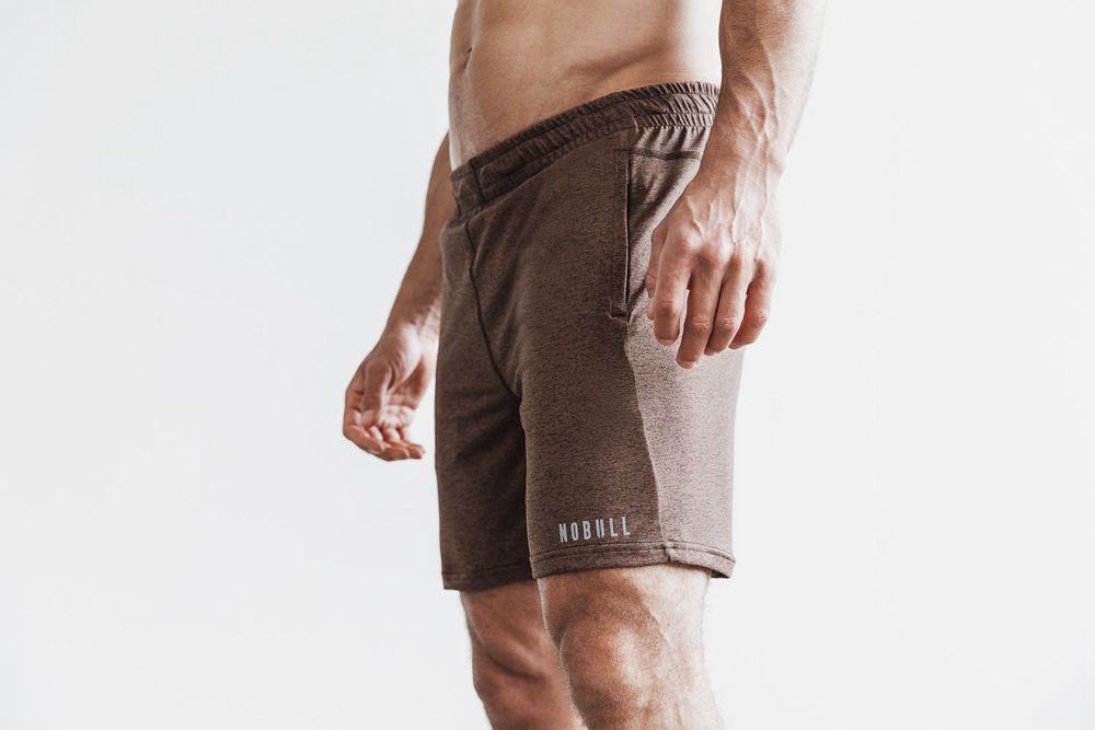 NOBULL Men's Lightweight Knit 7" Shorts - Brown Heather - Ireland (3190EQXWI)